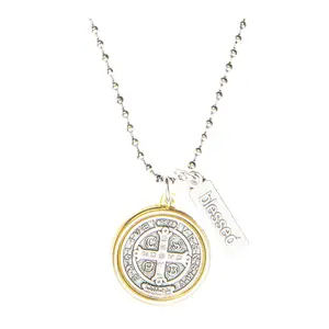 My Saint My Hero Benedictine Blessing Two-ToneNecklace