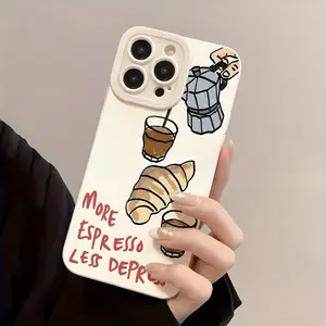Phone case: Fashionable Coffee and Cream Roll Art Design Pattern White Eye Phone Case,                                                              Suitable for a variety of iPhone models, from Iphone 17 series to Iphone 11 series, and Iphone x series