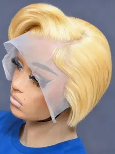 Pixie Cut Wigs Human Hair Short Bob Wigs, Glueless Bob Wig, 13x4 Lace Front Wig for Women, Frontal Wig Layered Wave, Curly Style, Natural Look, Natural Looking Wig