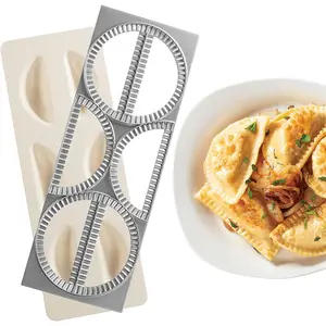 CucinaPro Pierogi maker w Tray and Press - Makes 6 Pierogis  Dumplings  or Potstickers at Once - Stainless Steel  Durable Construction