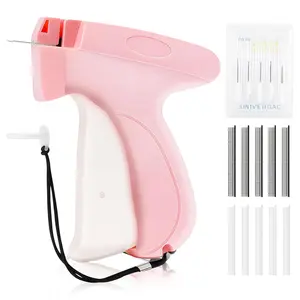 Clothing Gun, Quick clothing fixer, mini quick-repair garment sewing tool. Includes 5 needles, 500 black & 500 white 4.5mm Fixer Gun