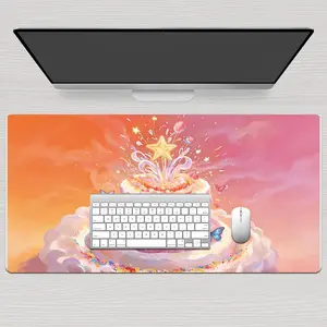 Premium Dreamy Star & Colorful Butterflies-Flower Illustration Sublimation Mouse Pad, 40x80cm High-Quality Non-Slip Durable Mat for Office Gaming & Daily Use, Sublimation Mouse Pads