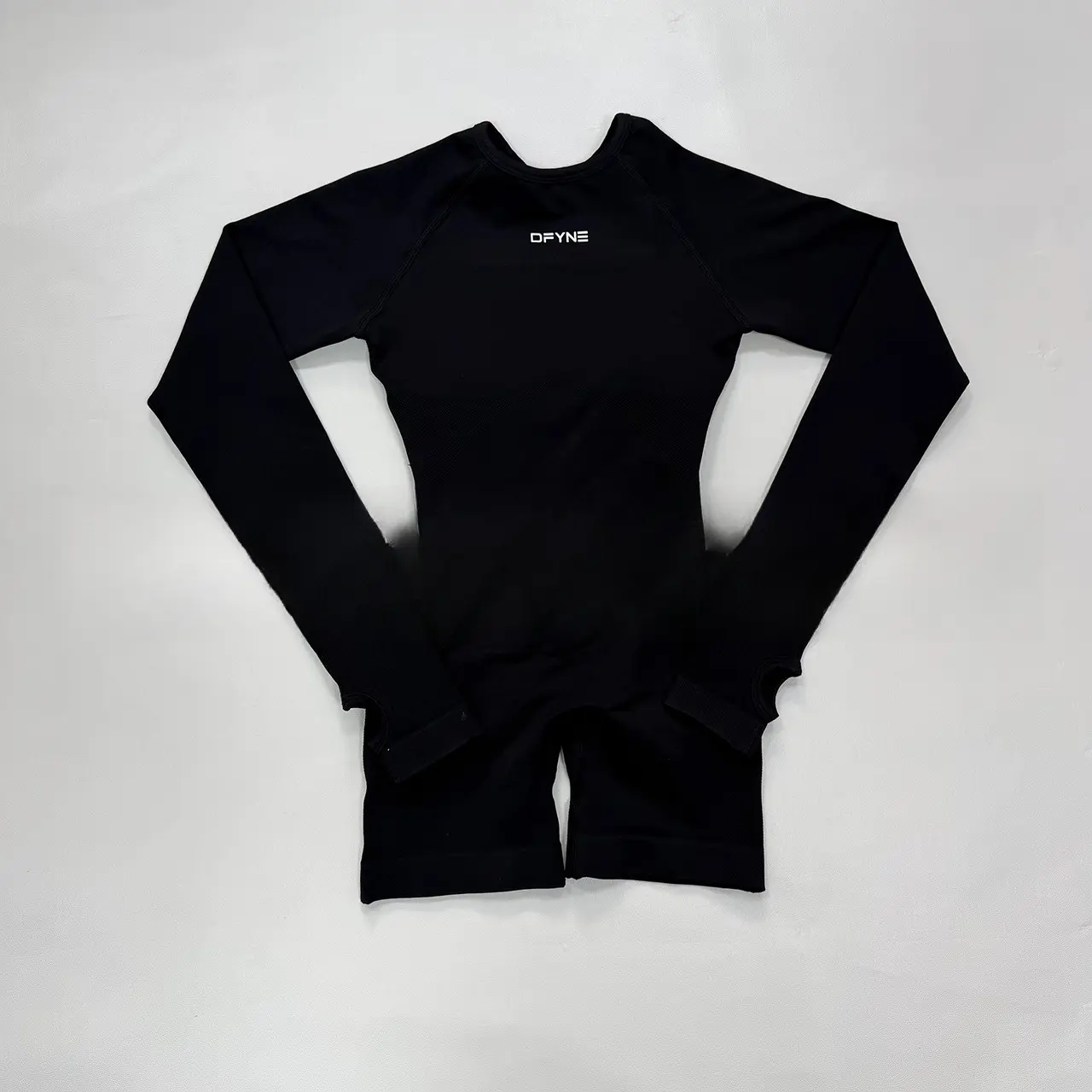 Women's DFYNE Seamless Long Sleeve Workout Romper - Padded Booty Lifting Gym Onesie, Breathable Female Gym Wear with Seamless Fit