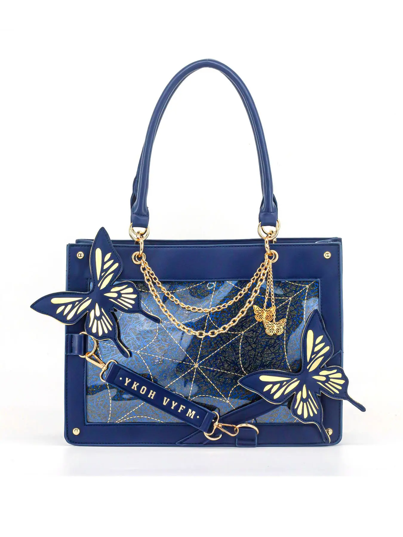 Dark Gothic Butterfly Decor Large Capacity Women Handbag Shoulder Bag, PU Tote Satchel, Stylish Female Purse for Daily Use & Special Occasions, Stylish Versatile Bag, Fashionable Shoulder Bag, Fashionable Unique Bags, Fashionable Patterned Bag