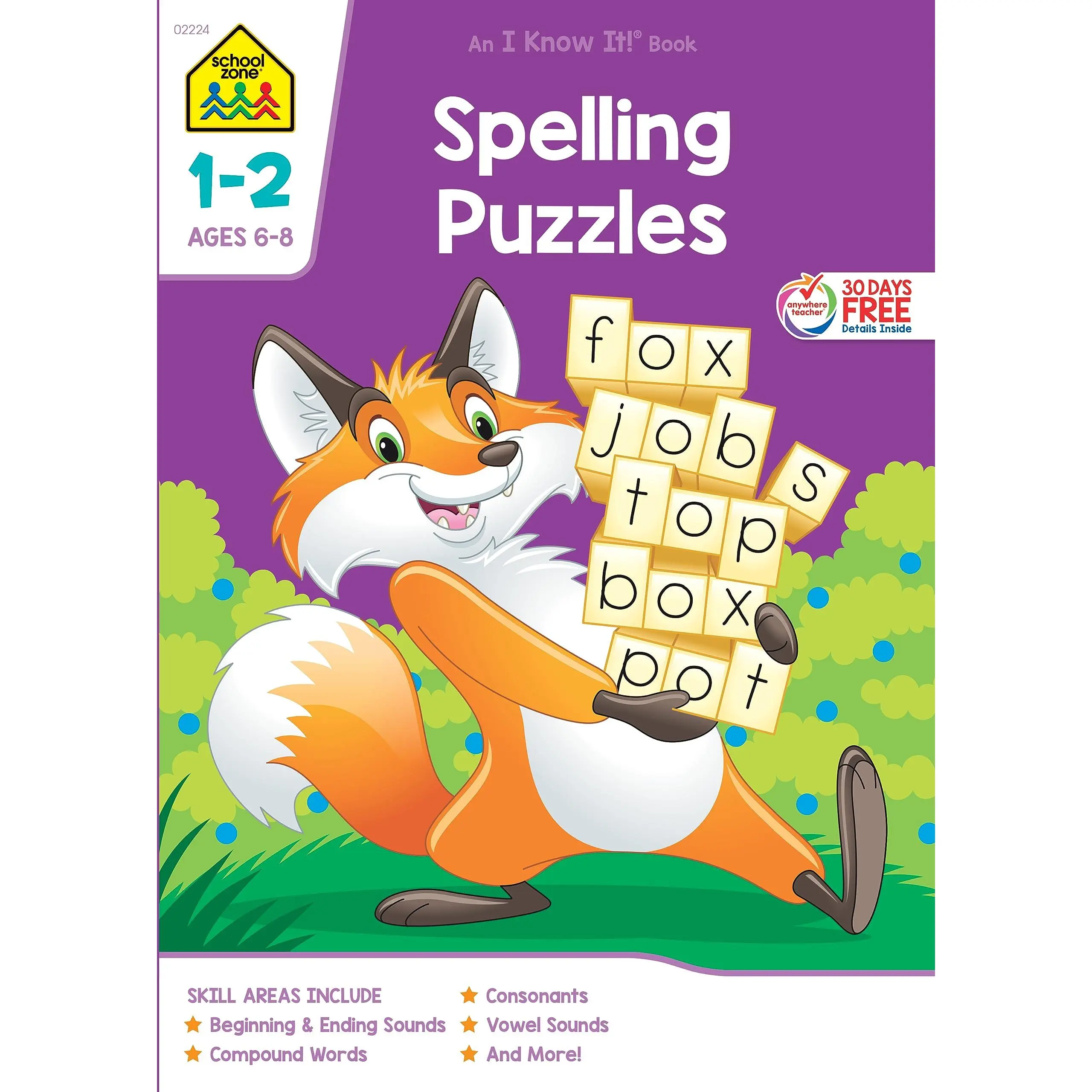 School Zone Spelling Puzzles Grades 1-2 Workbook -- School Zone - Paperback