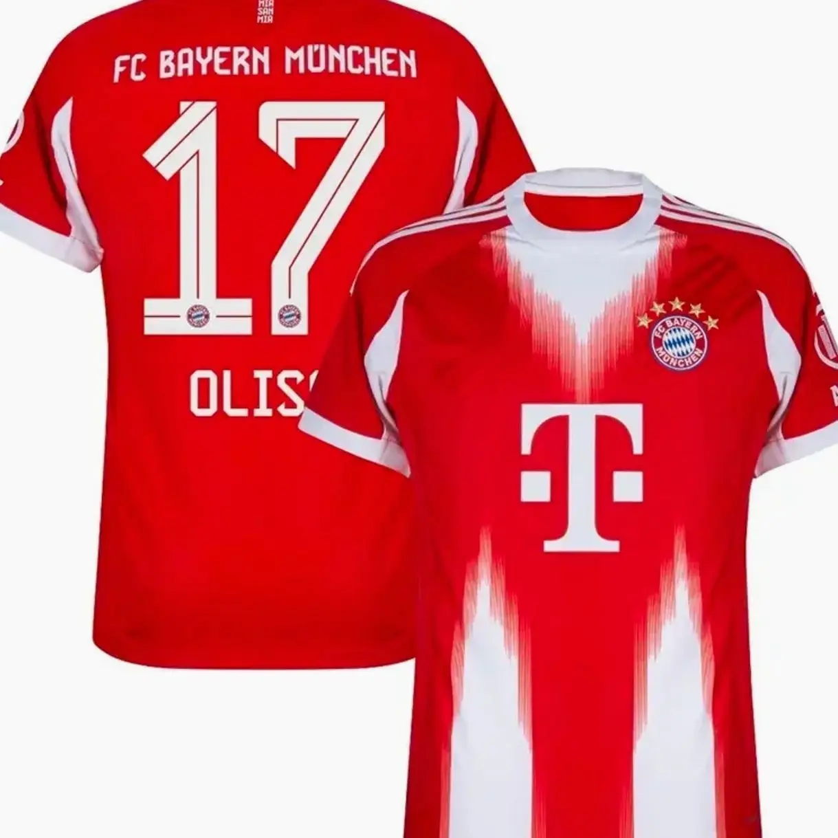 Bayern Munich #17 Olise Home/Away Jersey 2025/26-27 – Unisex Red Bundesliga Replica Soccer Shirt, Football Fan Match Day Top UM