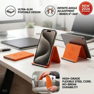 Bedside Silicone Aluminum Phone Stand, Bendable Foldable Rollable Holder, Multi-Angle Adjustable Desktop Bracket for Watching Videos