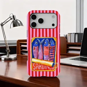 Retro Sardine Can Phone Case, Italian Summer Red Pink Striped Cover, Colorful Striped Coastal Cover, iPhone 17 16 15 14 13 12 11, Samsung S25-S21, Preppy Aesthetic Girly, Gifts for Her Girlfriend Women Phone Case