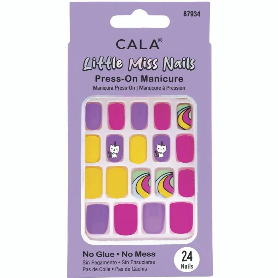 CALA Little Miss Nail: Purp/Yellow Press On Nails