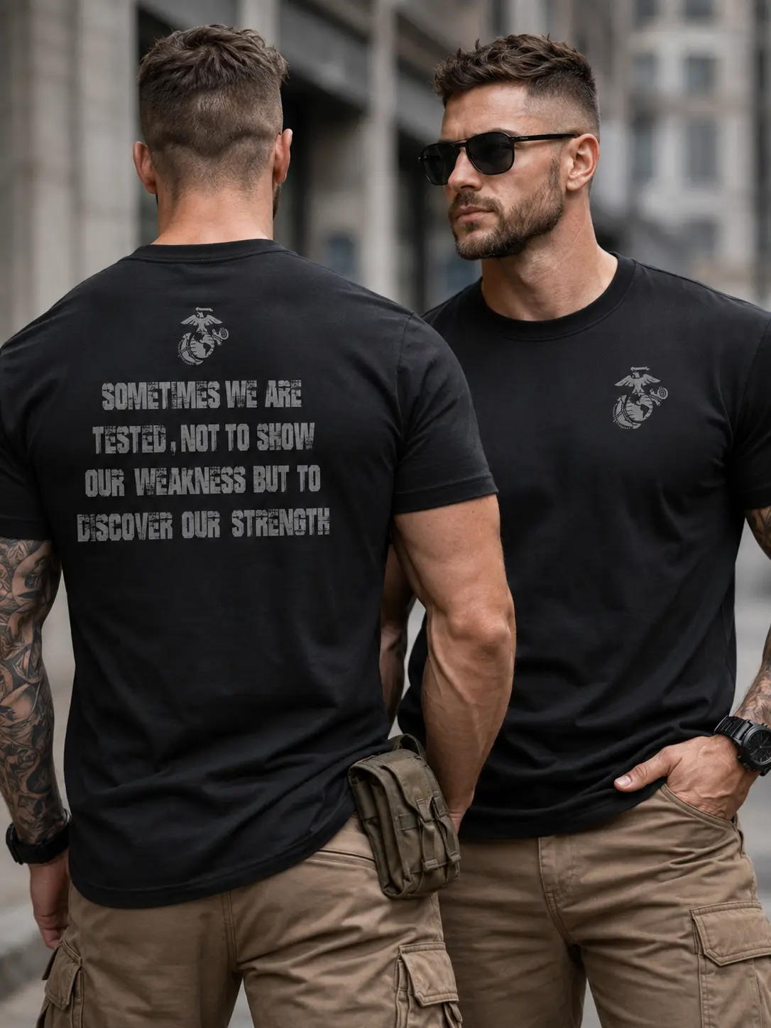 USMC Marine Corps Graphic T-Shirt & Hoodie, Unisex 100% Cotton Casual Streetstyle Top, Soft Classic Fit with a Round Neck, Rib, Streetwear, Menswear, Ribbed, School, Tshirt, Machine Washable, Soft Cotton, Historic Building
