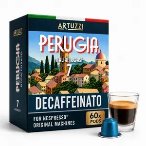 Artuzzi 60ct Decaf Espresso Pods For Nespresso Compatible Capsules Machines | Aluminum Decaffeinated Coffee Capsules I Recyclable I 100% Arabica Italian Roast
