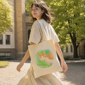 Cute Cat Canvas Tote Bag, Reusable Grocery Bag, Eco-Friendly Shopping Bag for Women, Funny Cat Lover Gift