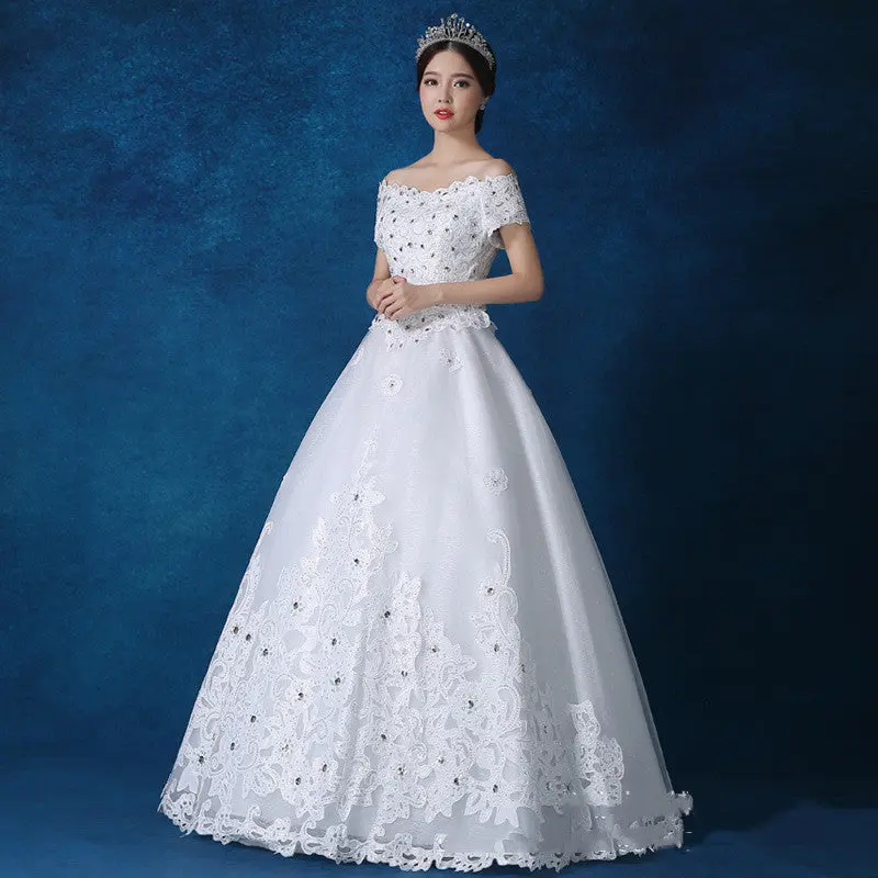 One-Shoulder Lace Wedding Dress