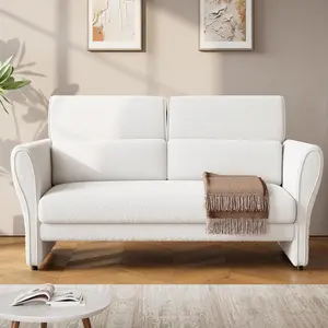 Garvee Couches for Living Room, 57" Loveseat Sofa, Modern Boucle Small Couch with High Backrest and Removable Lumbar Pillows, Easy Assembly, Upholstered Comfy Sofa for Bedroom Office