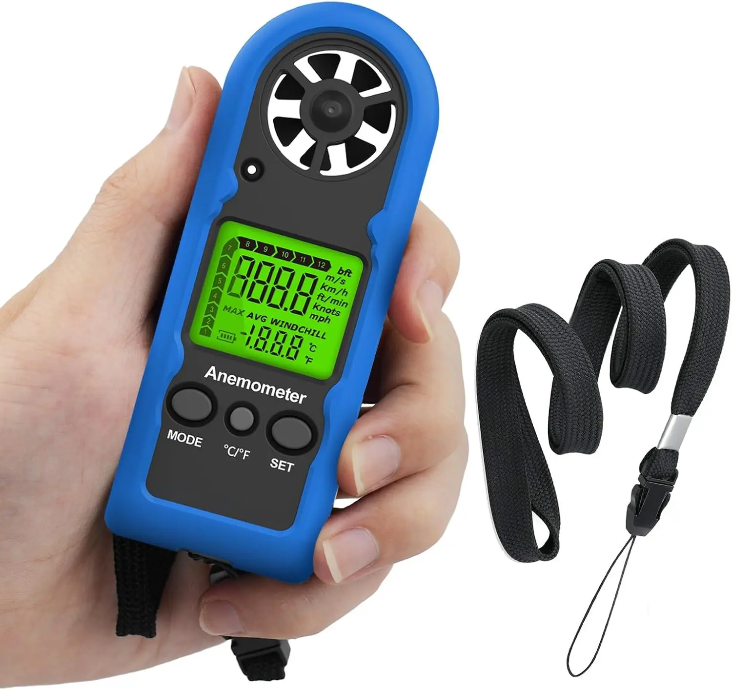 Handheld Anemometer, MINI Digital Wind Speed Meter Gauge for Air Flow Velocity cfm Measuring Device, Wind Temperature Test for HVAC Outdoor Sailing Shooting Drone Flying 816B