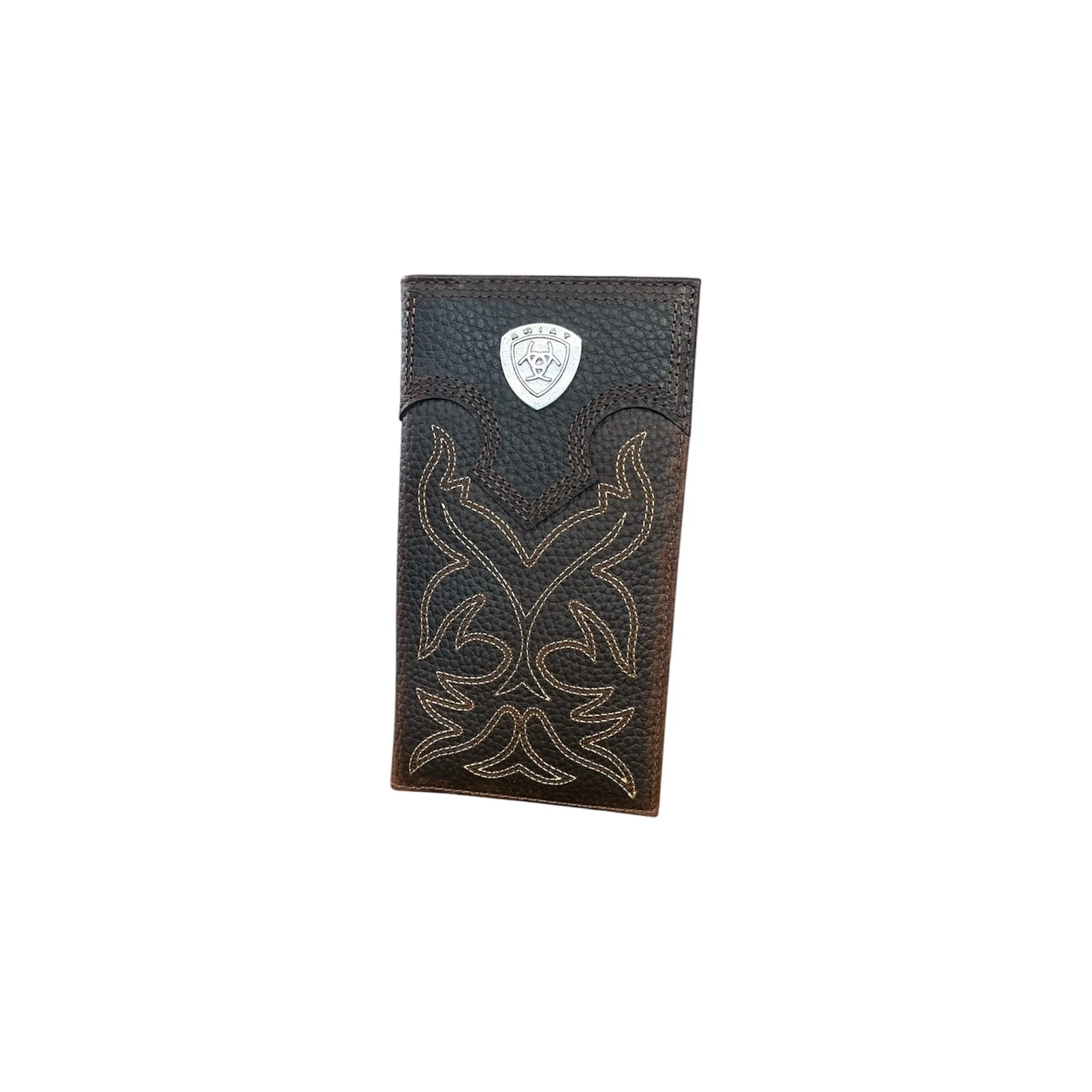 Ariat Stitch-Embroidered Leather Rodeo Men's Wallet, Western-Themed Men's Wallet for Rodeo Enthusiasts, Men's Wallets, Western-Themed Men's Wallets