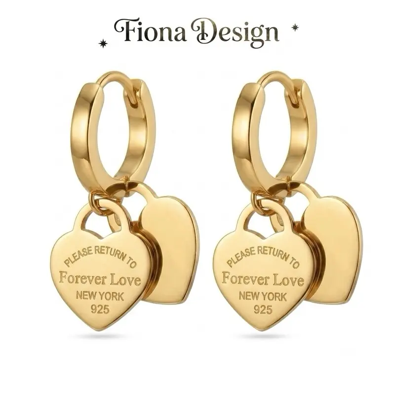 Women's Double Heart Charm Drop Earrings - Chic Costume Jewelry Accessories, Romantic Gold Aesthetic & Silver Options, Double Love Design for Date Night