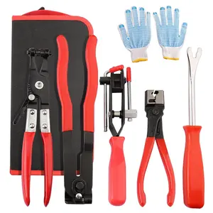 CarTok DIY Essential 5Pcs Hose Clamp Pliers Set – CRV Steel CV Joint Boot Banding Tool, Spring Clamp Pliers for Fuel, Coolant, Radiator Pipe, Wire Hose Clamp Remover, Auto Trim Removal Tool – Garage Mechanic Gift for Men