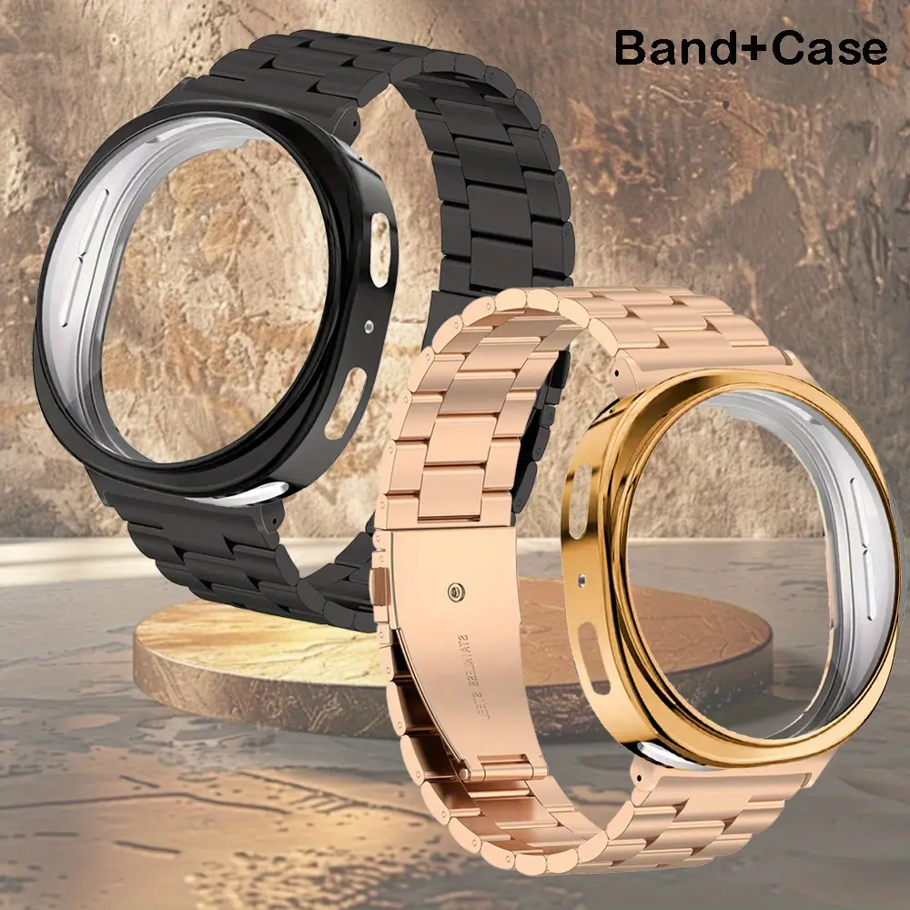 Stainless Steel Strap+TPU Case Compatible for Samsung Galaxy Watch 8 40mm 44mm Leisure Metal business bracelet with Protective Bumper Cover, Wristband Accessory, Smartwatch Protection, Modern Watch Accessory