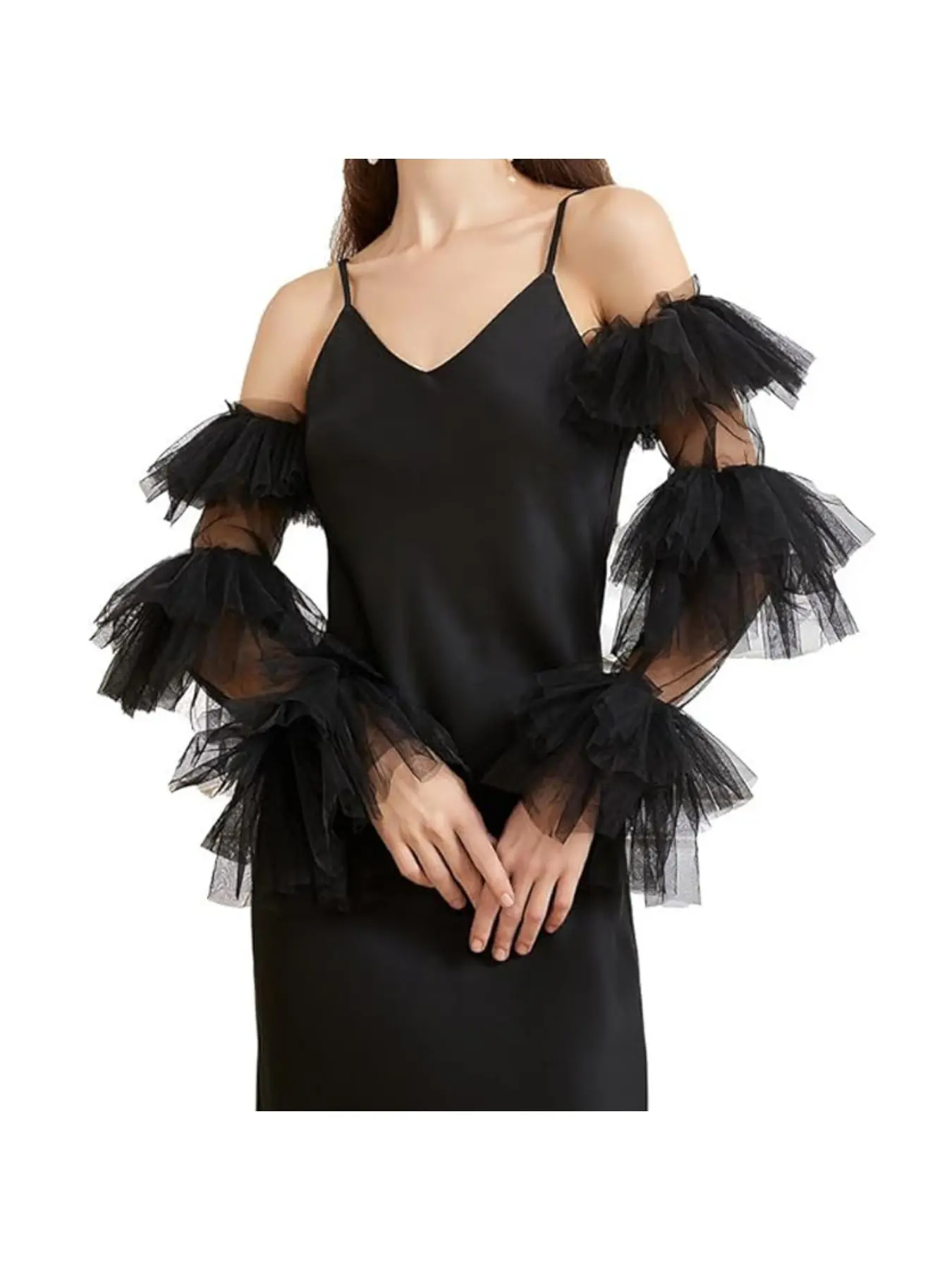 Bridal styling mesh push rod pleated long mesh styling set studio portrait photography arm cover sleeves