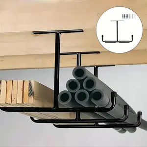 Garage Storage Hook Rack, 2 Counts Multi-hook Design for Hanging Ladders, Hoses & Bulky Items, Durable Non-waterproof Wall Mounted Organizer for Home, Hangable