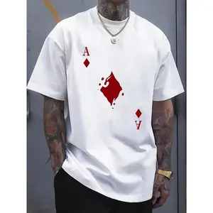 Women's 100% Cotton Short-Sleeve Crew Neck Fitted T-Shirt - Casual Streetwear Top with Sleek Ace of Diamonds Design for a Trendy Look, As Photos summervibes