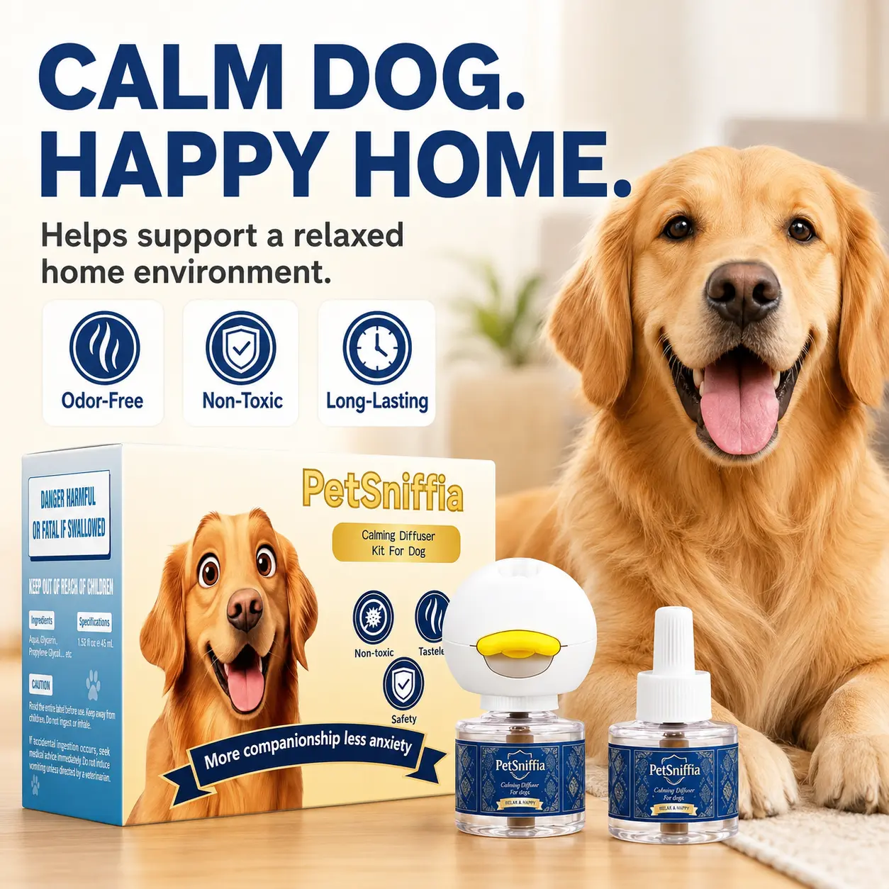 Dog Calming Pheromone Wall Plug-In Kit Set, 2-Pack with 4 Refills for Home Use, Reduces Anxiety