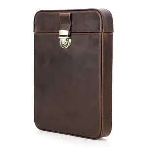 Vintage Crazy Horse Leather Cigar Humidor, Handmade, 6-Cigar Capacity, Lockable Drawer Style Cigar Moisturizing Box