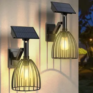 Solar Wall Lanterns Outdoor，Collasis Dusk to Dawn Mount Wall Sconce, Anti-Rust IP65 Waterproof Exterior Led Lights Fixture ,Curved Design Decorative for Garden Yard,Patio Fence Outside