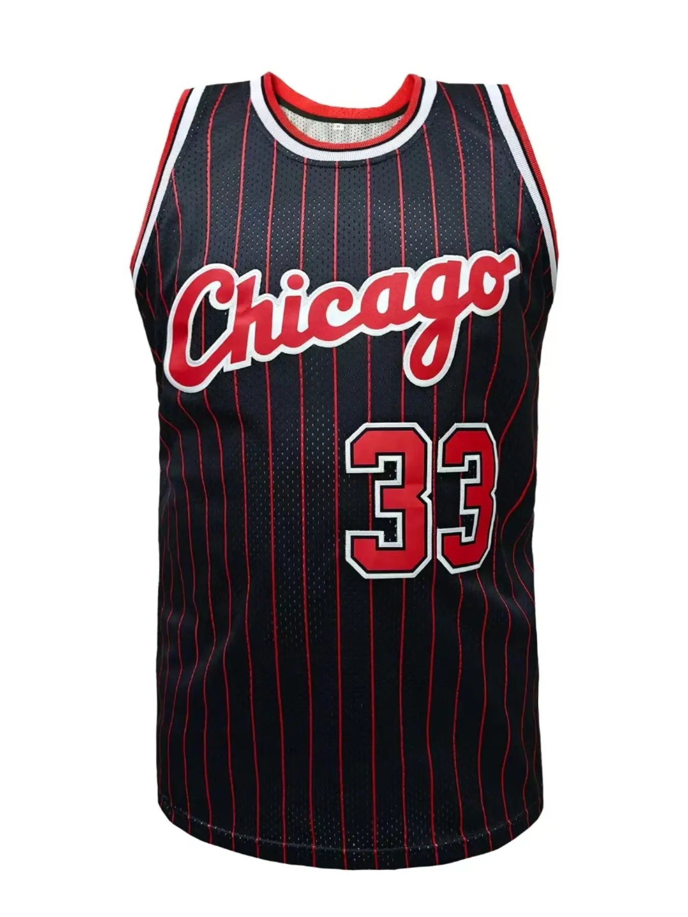 Men's #33 Embroidered Basketball Jersey Vintage Embroidery Breathable Round Neck Sleeveless Uniform Basketball Shirt For Training Competition Casual Wear Workout Sportswear Top Workout Tops