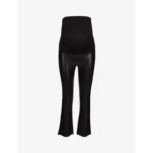 Faux Leather Maternity Cropped Flare