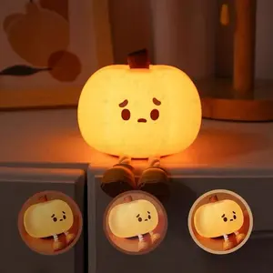 Cute Pumpkin Design Night Light, USB Rechargeable Silicone Night Light, 3-level Adjustable Bedside Lamp, Decorative Light for Home Bedroom Living Room, Holiday Lighting, Gifts for Children