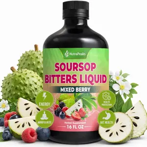 Soursop Bitters Liquid – Herbal Detox Formula with Soursop, Ginger, Turmeric & Black Seed Mixed Berry Flavor – Supports Digestive Balance & Immune Wellness – 16 fl oz