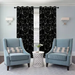 2PCS set of solid color circle hot stamping curtains, with perforated hanging on the top, soundproof and heat-insulating, darkening and shading privacy protection for rooms, suitable for living rooms, bedrooms, balconies, outdoor partitions
