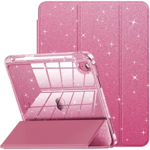 Compatible with iPad A16 11th Generation Inch 2025 Case, iPad Case 10th Generation 10.9 Inch, Glitter Cover with Sparkly Clear , Pencil Holder, for   (Rose Pink)
