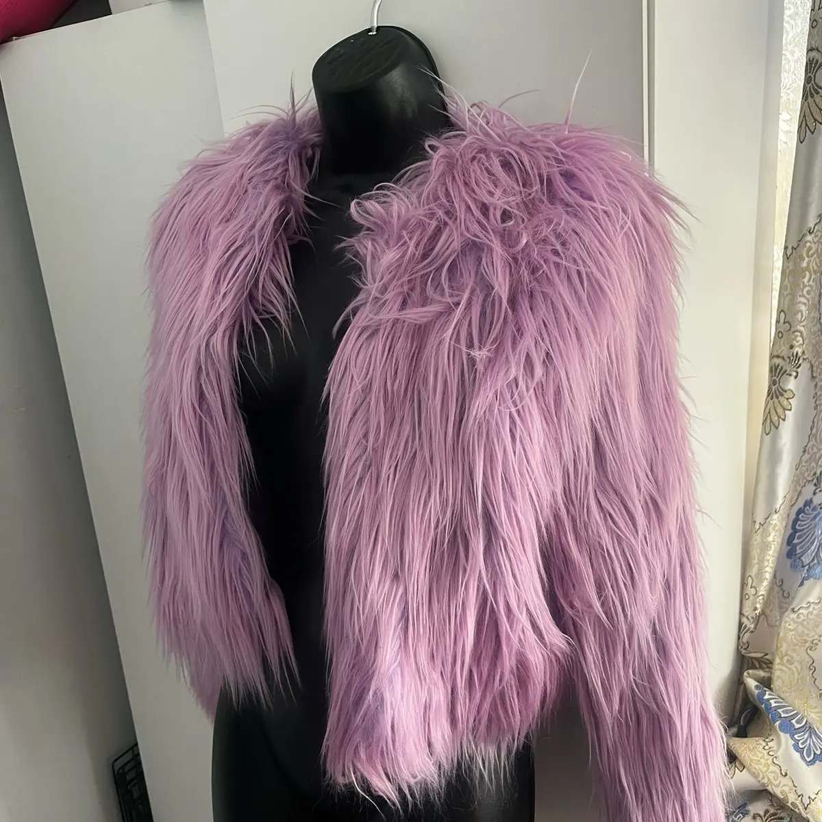 Purple Faux Fur Coat for Women - Size Medium Jackets