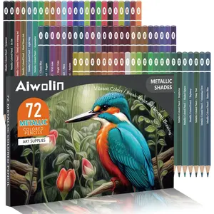 72 Metallic Colored Pencils, Soft Core with Vibrant Color,Ideal for Drawing, Blending, Sketching, Shading, Coloring for Adults Artists Beginners