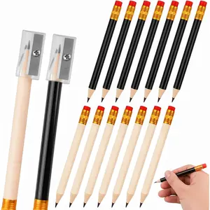 16 count Golf Pencils Bulk - 14 Pre-Sharpened Mini Pencils (7 Black + 7  ) with 2  Sharpeners |  Shower Bridal Shower Pencil & Mall Half Pencil