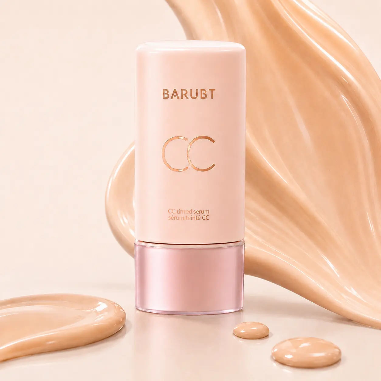 CC Tinted Serum & Triangle Makeup Puff Set for Women, Lightweight Buildable Skin Tint with Easy-Squeeze Nozzle, Natural-Looking Finish for Daily Face Makeup