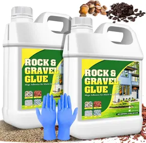 Rock Glue, Mulch Glue 1 Gallon / 128oz - Fast Drying and Long Lasting Pea Gravel Stabilizer & Mulch Adhesive Safe for Lockdown Sticky Rocks, Bark, Rubber - Gravel Binder for Garden, Driveway, Walkway