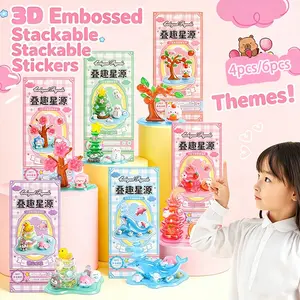 3D Crystal Relief Stackable Stickers, Cartoon Animal Embossed Stickers, Children DIY Handmade Mini Decor Accessories, Fun Craft Supplies