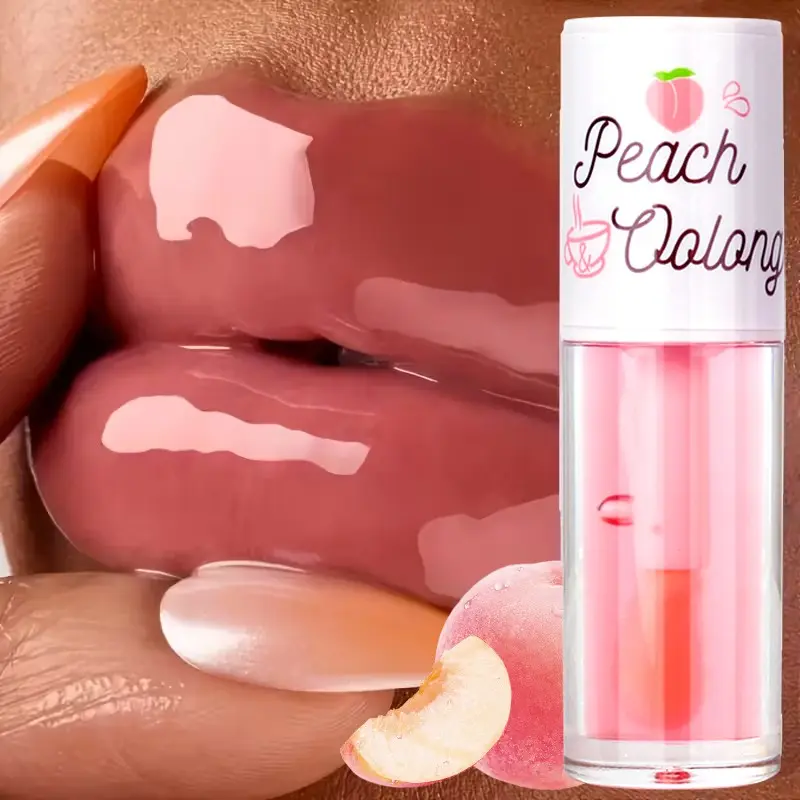 Honey Peach Hydrating Daily Lip Gloss Essence Oil Balm, Moisturizing and Smoothing Lip Mask Care, Plumping Effect for All Skin Types, Natural Makeup