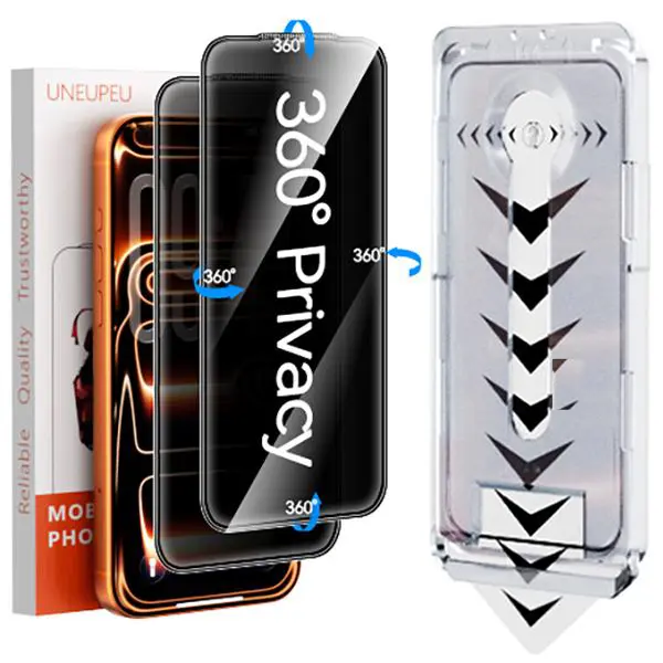 UNEUPEU [3PCS] Tempered Glass 360° Anti-Spy Screen Protector for Smartphones, Handheld Devices, Protective Accessories, Full Protection,Tiktokshopbacktoschool
