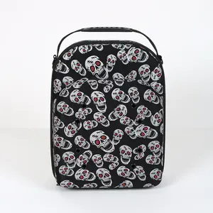 Hat travel Cases for Baseball Caps, Hard Hat Storage Organizer Holder with Shoulder Strap & Handle, Protect up to 6 Hats for Outdoor and Home Storage, Black Skull Small Crossbody Lightweight Set Box Fashion Zippered Sling Bag Men's Multicolor