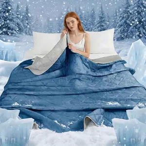Quilt Blanket , Cooling Fiber Lightweight Summer Blanket Comforter, Breathable Machine Washable Thin Quilt Available in King and Queen Sizes