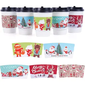 Christmas Coffee Cup Sleeves 40 Count Hot  Cocoa Paper Cup Sleeves, Double-Layer Protective Heat Cold Drinks Insulated for  Cold Beverage Fits 12 oz to 20 oz Cups, 5 Designs