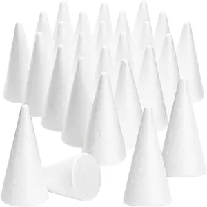 24 Pack Foam Cones for Crafts, DIY Art Projects, Handmade Gnomes, Trees, Holiday Decorations (2 X 4 In, White) No Brand