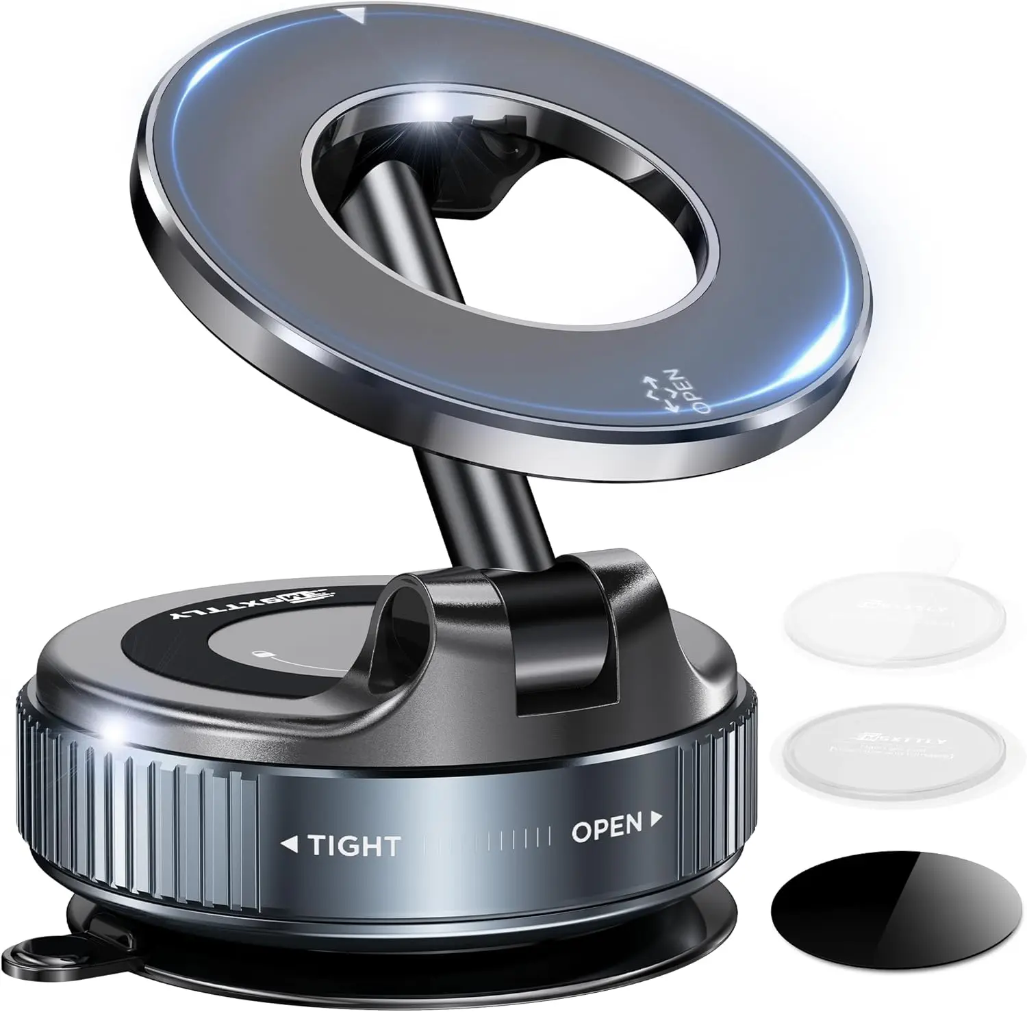 Car Vacuum Magnetic Phone Mount - 360° Adjustable, Washable Nano Gel Pad Suction Cup Holder, Compatible with iPhone 17, 17 Pro Max, 16 Plus, Ideal Travel Gift for Smartphones