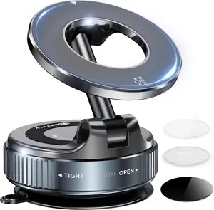 360° Adjustable Vacuum Magnetic Phone Mount for Car with Washable Nano Gel Pads Suction Cup Holder Travel Gifts for Smartphone