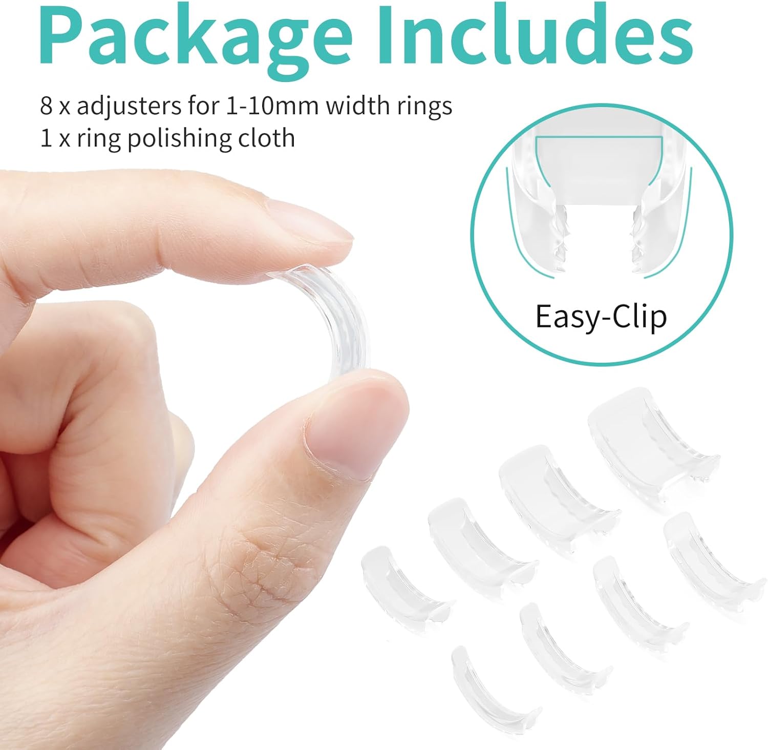 8 Sizes Invisible Ring Adjuster, Soft Silicone Ring Sizer for Loose Rings, Comfortable Ring Spacer Fits Most Women's & Men's Rings 8 Sizes Invisible Ring Adjuster, Soft Silicone Ring Sizer for Loose Rings, Comfortable Ring Spacer Fits Most Women's & Men's Rings